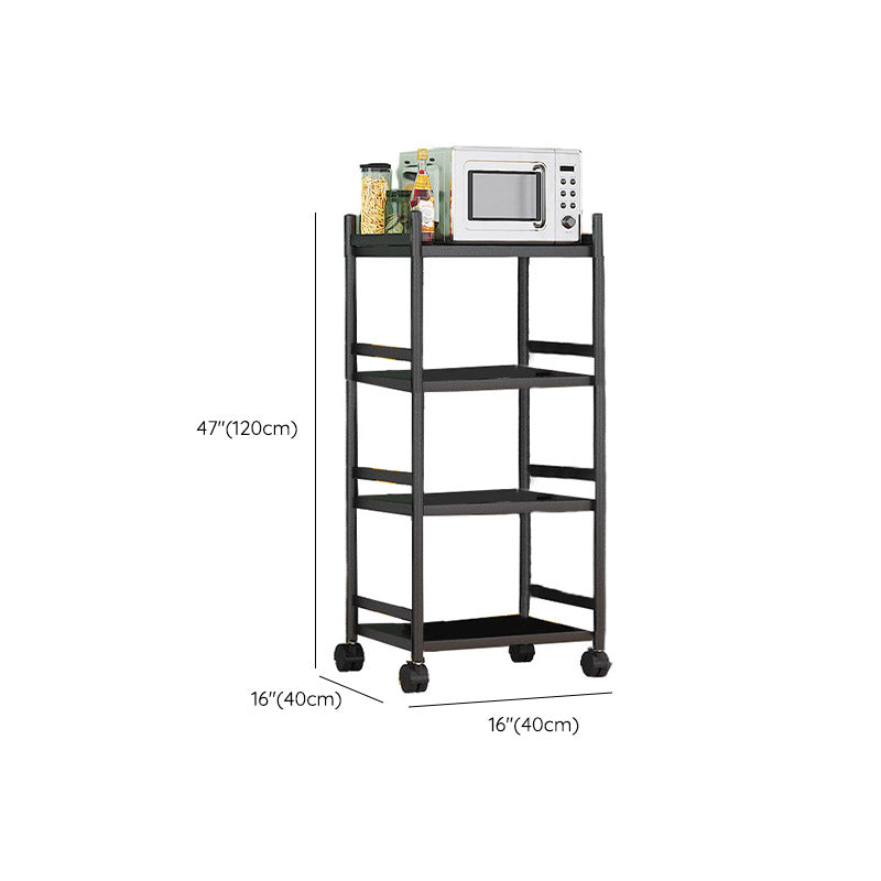 Modern Dining Room Prep Table Black Kitchen Trolley with Locking Wheels