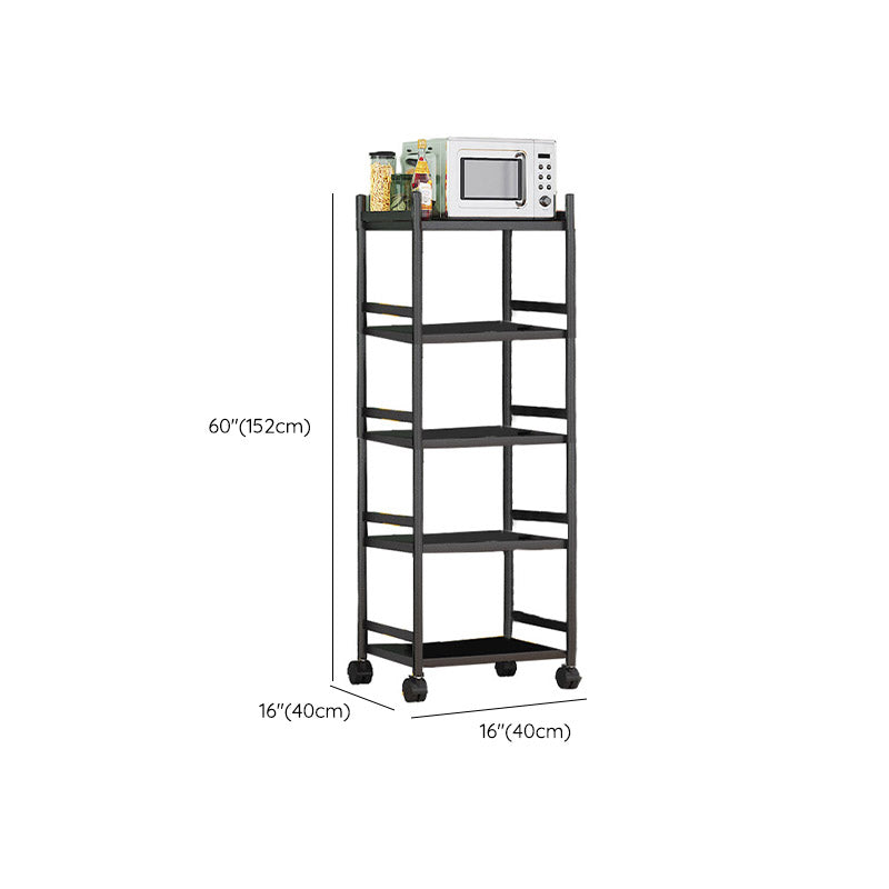 Modern Dining Room Prep Table Black Kitchen Trolley with Locking Wheels