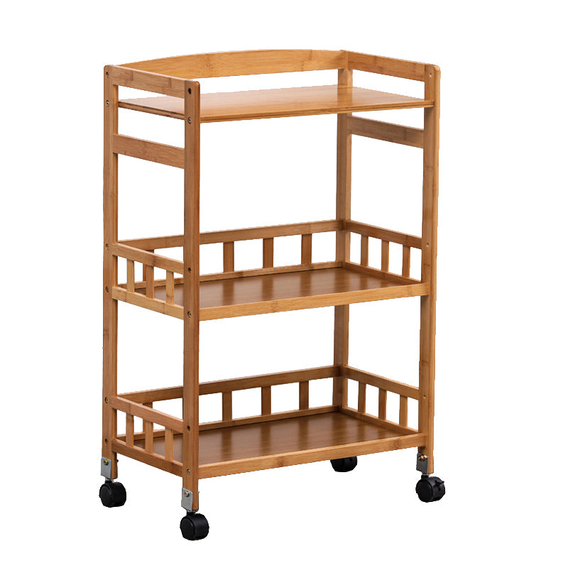 Modern Wooden Prep Table Open Shelves Rectangular Kitchen Trolley
