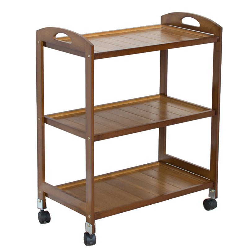 Modern Wooden Prep Table Open Shelves Rectangular Kitchen Trolley