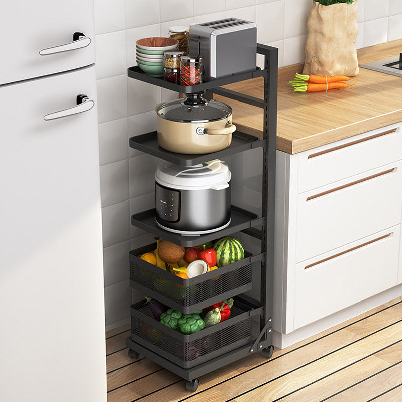Metal Open Shelves Prep Table Dining Room Rolling Kitchen Trolley