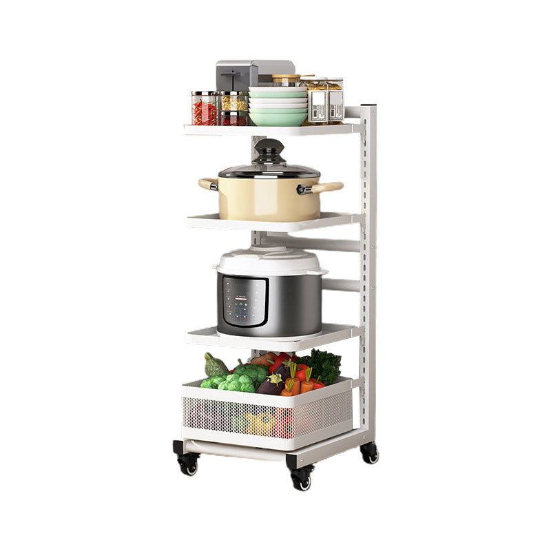 Metal Open Shelves Prep Table Dining Room Rolling Kitchen Trolley