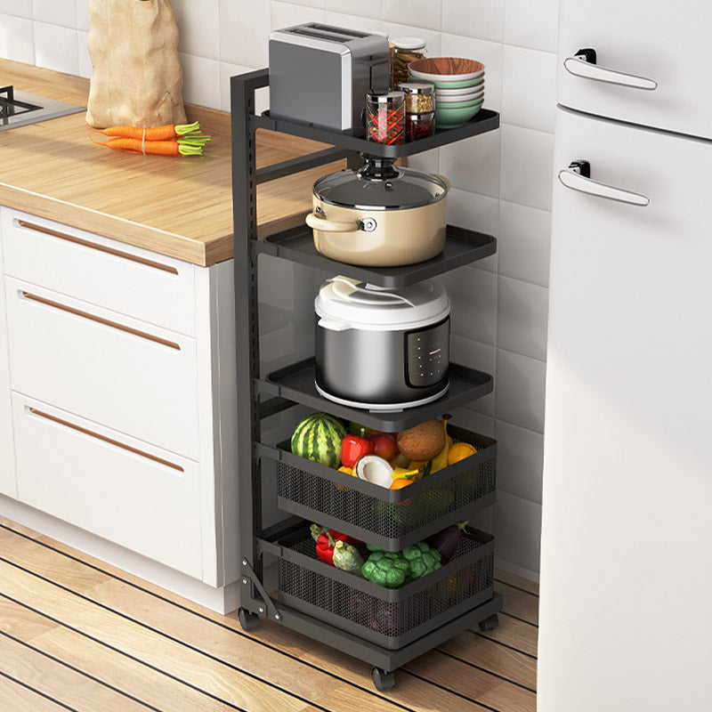 Metal Open Shelves Prep Table Dining Room Rolling Kitchen Trolley