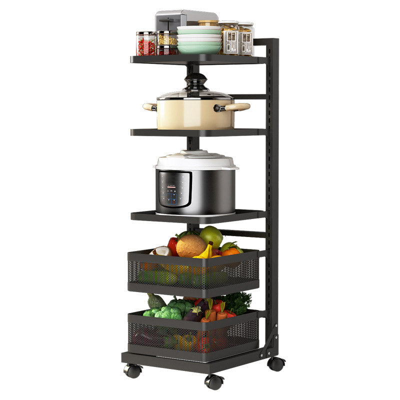 Metal Open Shelves Prep Table Dining Room Rolling Kitchen Trolley