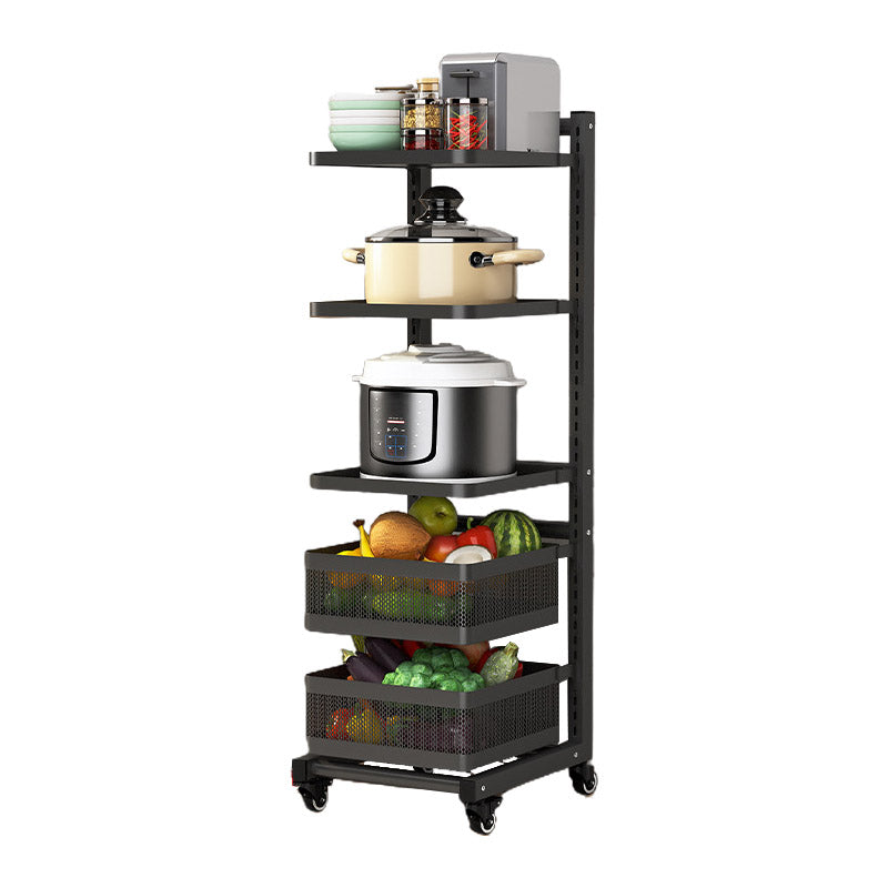Metal Open Shelves Prep Table Dining Room Rolling Kitchen Trolley