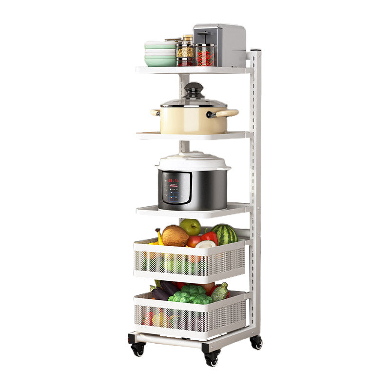 Metal Open Shelves Prep Table Dining Room Rolling Kitchen Trolley