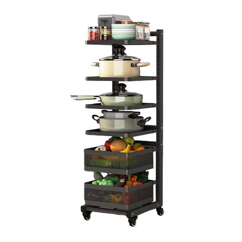 Metal Open Shelves Prep Table Dining Room Rolling Kitchen Trolley