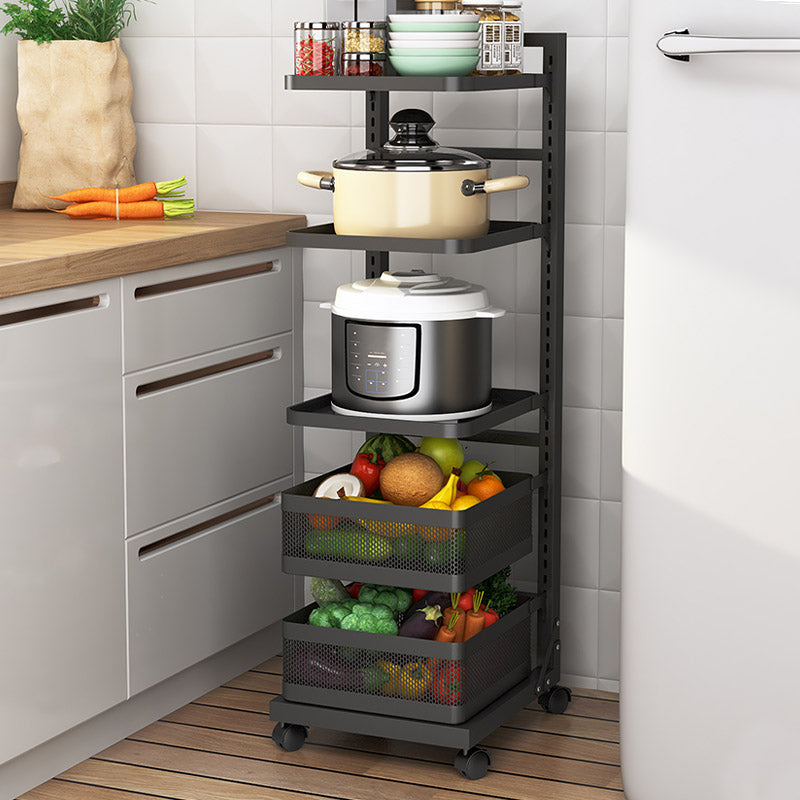 Metal Open Shelves Prep Table Dining Room Rolling Kitchen Trolley
