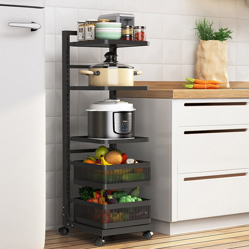 Metal Open Shelves Prep Table Dining Room Rolling Kitchen Trolley