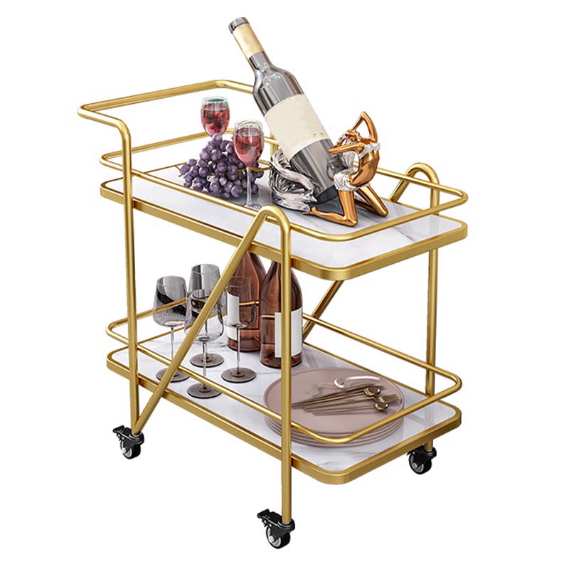 Marble Open Shelves Prep Table Rectangular Dining Room Kitchen Trolley