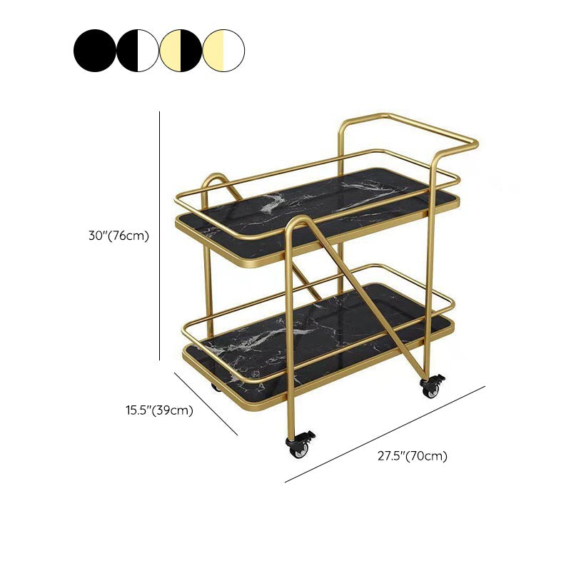 Marble Open Shelves Prep Table Rectangular Dining Room Kitchen Trolley