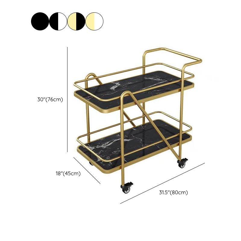 Marble Open Shelves Prep Table Rectangular Dining Room Kitchen Trolley