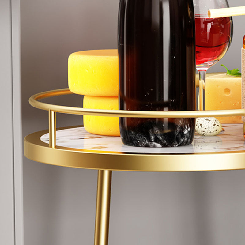 Dining Room Prep Table in Gold Legs Kitchen Trolley with Casters