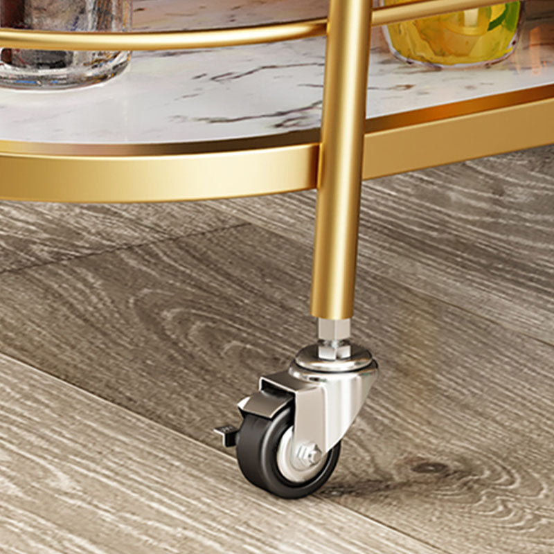Dining Room Prep Table in Gold Legs Kitchen Trolley with Casters