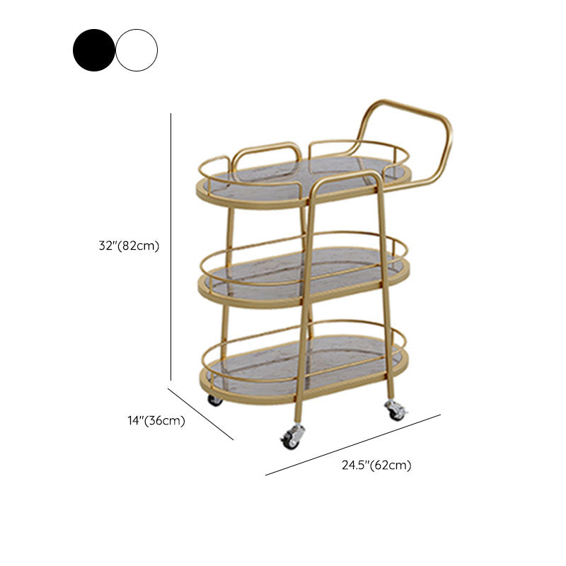 Dining Room Prep Table in Gold Legs Kitchen Trolley with Casters