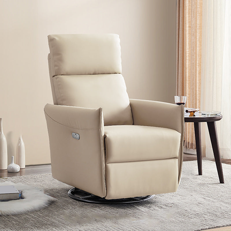 Electric Power Leather Recliner Chair Modern Swivel Base Standard Recliner with Footrests