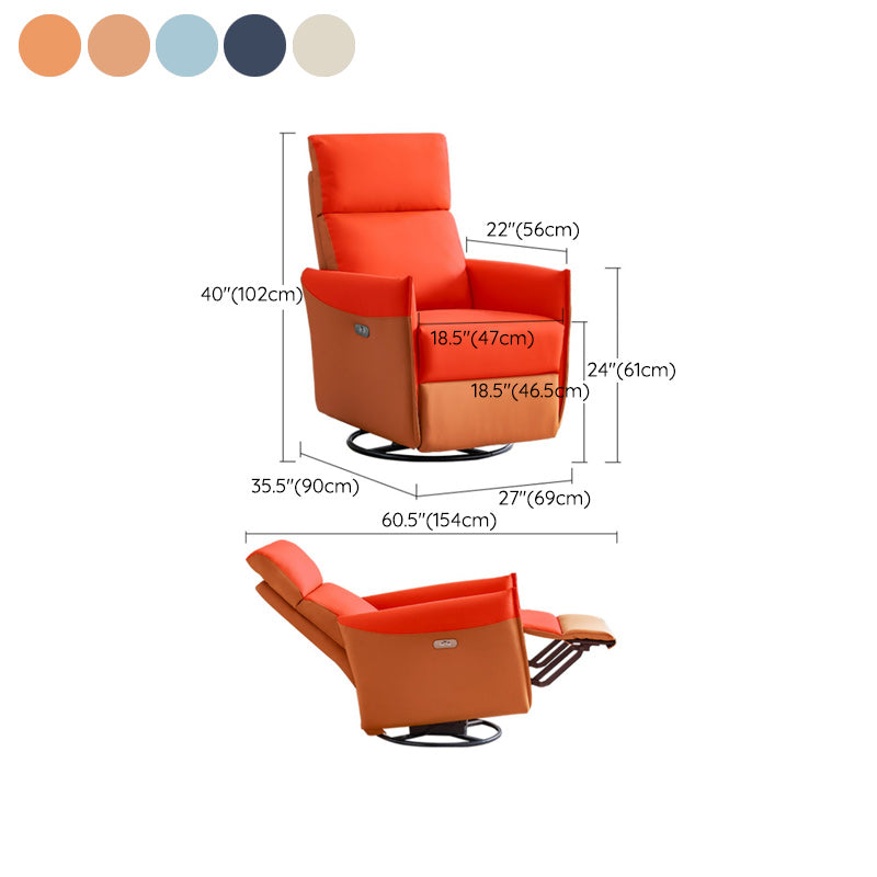 Electric Power Leather Recliner Chair Modern Swivel Base Standard Recliner with Footrests