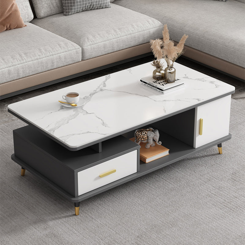 Slate Coffee Table Rectangle Glam Cocktail Table with 4 Legs