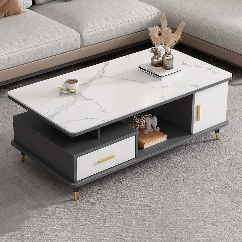 Slate Coffee Table Rectangle Glam Cocktail Table with 4 Legs