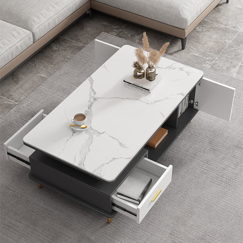 Slate Coffee Table Rectangle Glam Cocktail Table with 4 Legs