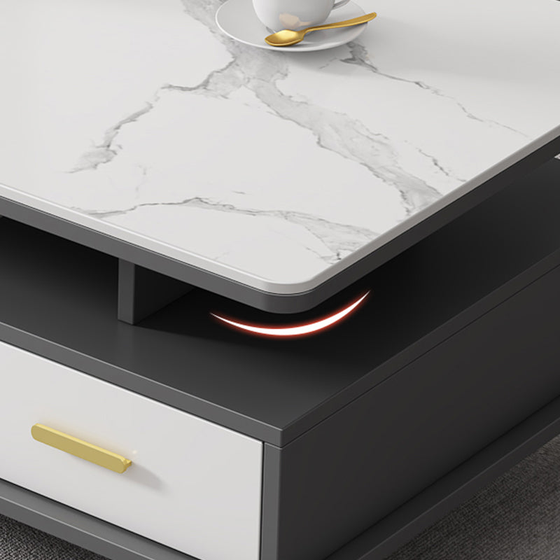 Slate Coffee Table Rectangle Glam Cocktail Table with 4 Legs