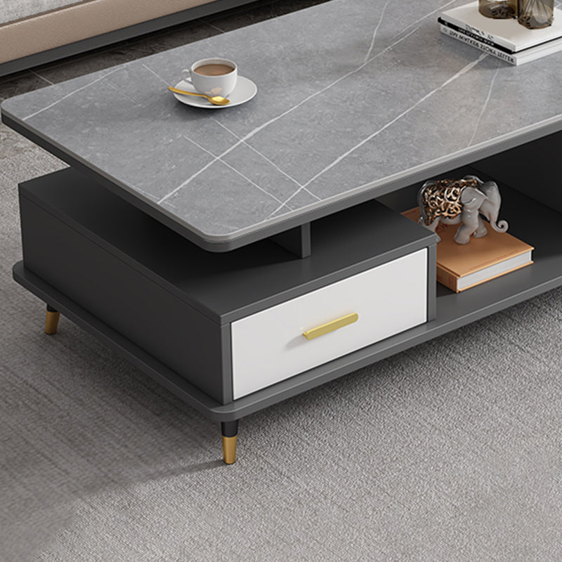 Slate Coffee Table Rectangle Glam Cocktail Table with 4 Legs