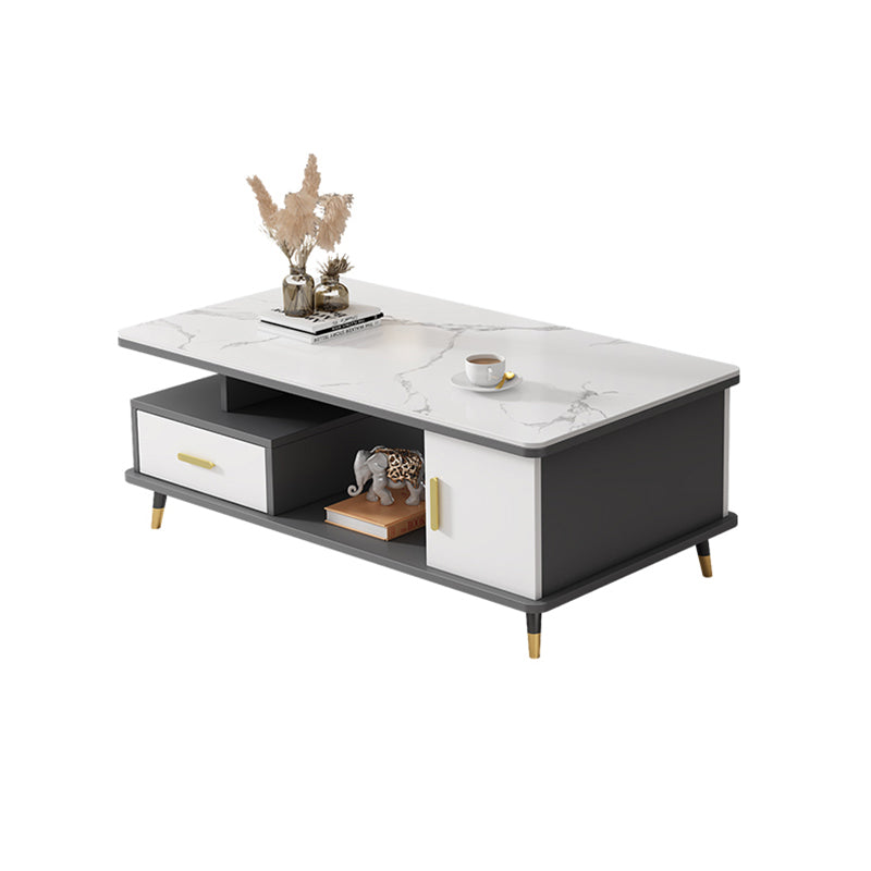 Slate Coffee Table Rectangle Glam Cocktail Table with 4 Legs