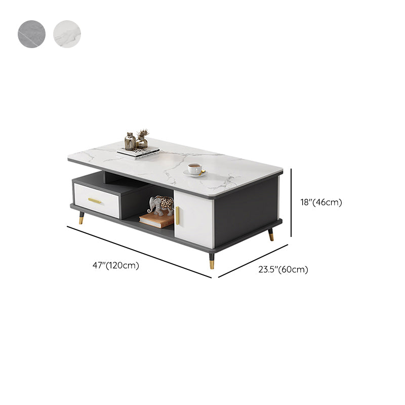 Slate Coffee Table Rectangle Glam Cocktail Table with 4 Legs