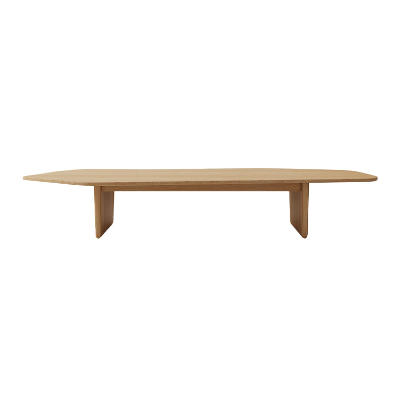 Solid Wood Coffee Table Free-Form Modern Cocktail Table with 2 Legs