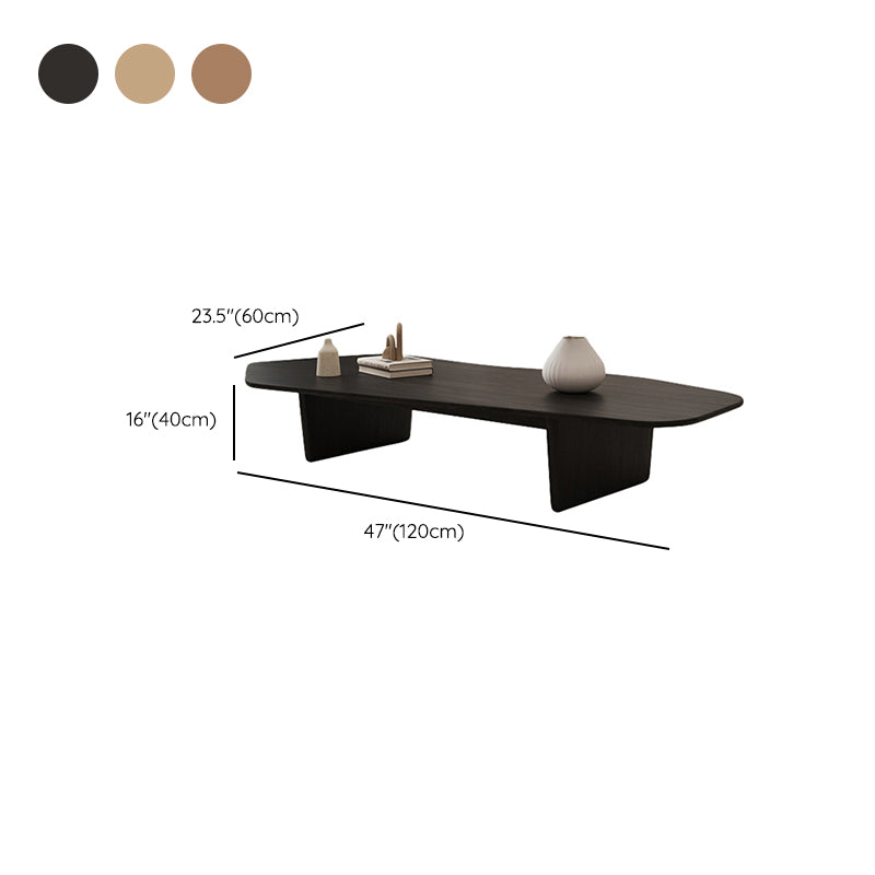Solid Wood Coffee Table Free-Form Modern Cocktail Table with 2 Legs