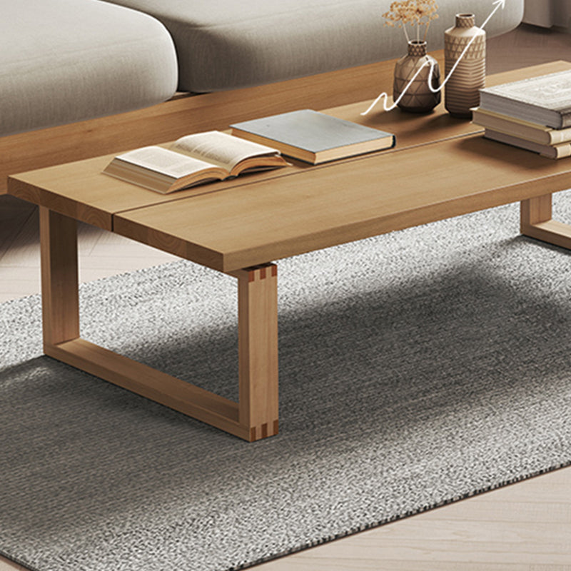 Sled Natural Coffee Table Set Rectangle Solid Wood Coffee Table