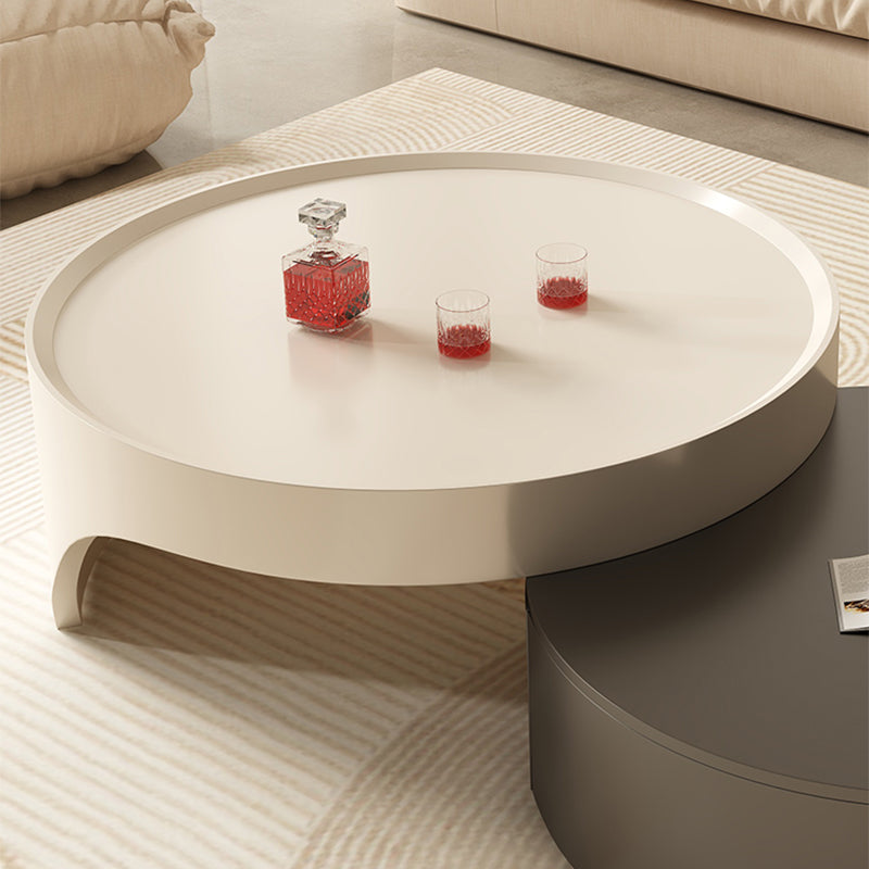 Modern Coffee Table Set Round Wood Coffee Table with 2 Drawers
