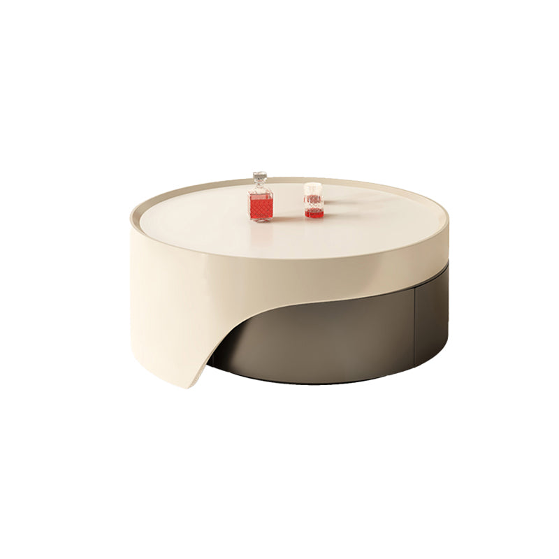 Modern Coffee Table Set Round Wood Coffee Table with 2 Drawers