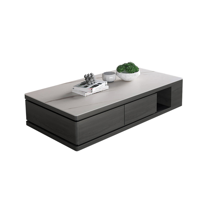 Modern Rectangle Coffee Table Set Espresso Wood Coffee Table with Drawers