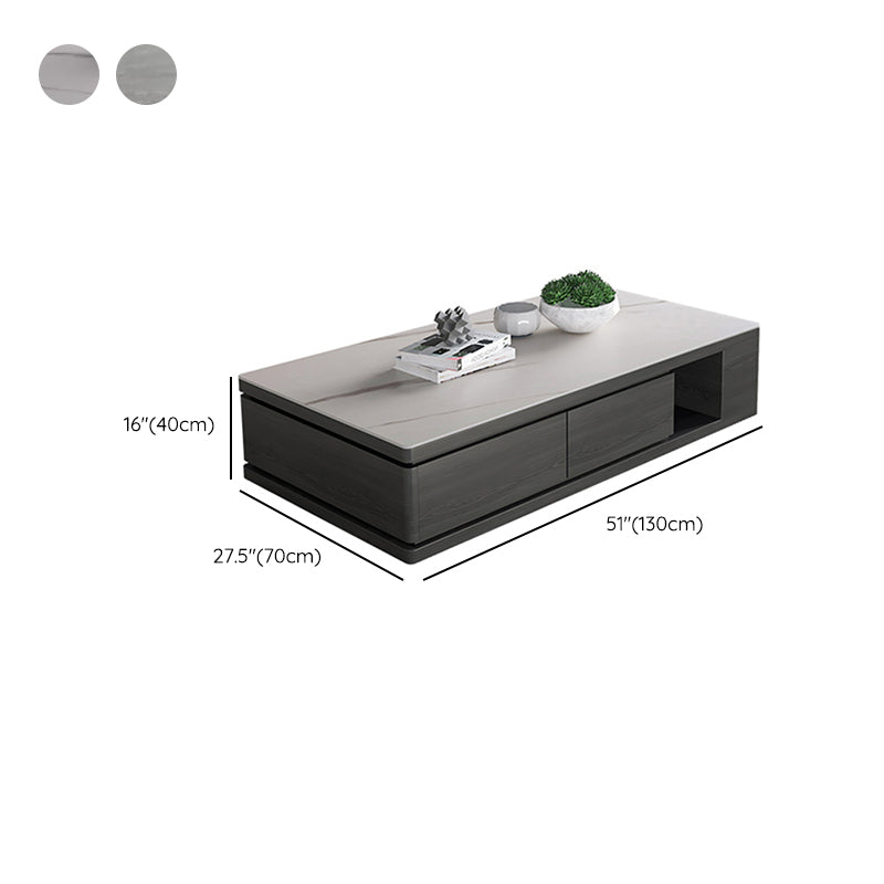 Modern Rectangle Coffee Table Set Espresso Wood Coffee Table with Drawers