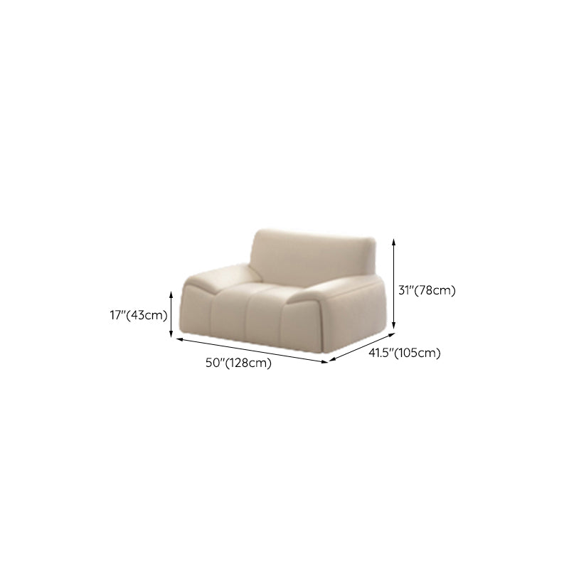 Genuine Leather Cream Sofa Modern 30.7" H Pillow Top Arm Sofa