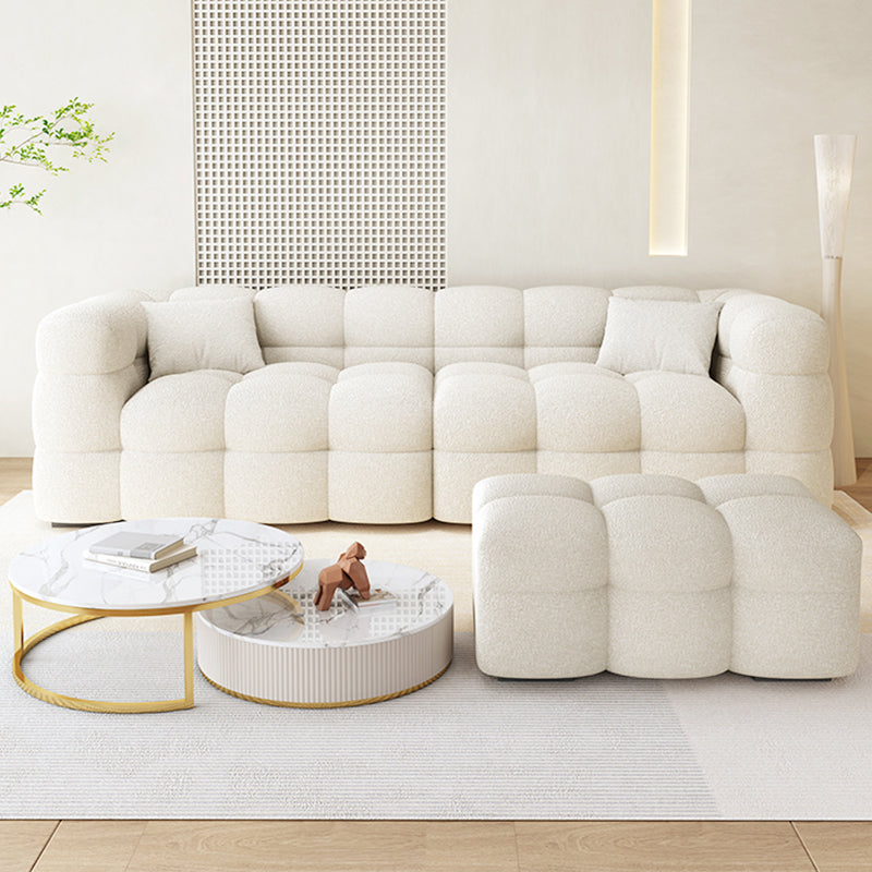 Nordic Biscuit Back Wool Sofa Tuxedo Arm 41.3"d Sofa in Cream