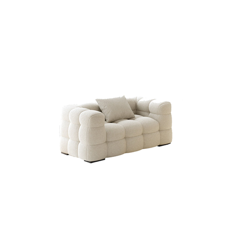 Nordic Biscuit Back Wool Sofa Tuxedo Arm 41.3"d Sofa in Cream