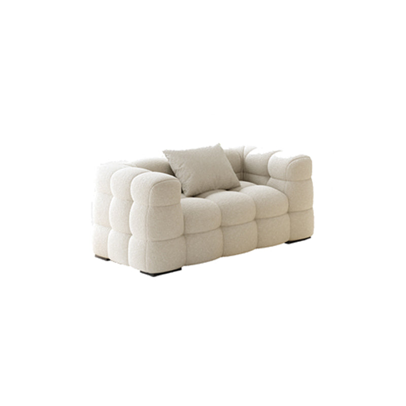 Nordic Biscuit Back Wool Sofa Tuxedo Arm 41.3"d Sofa in Cream
