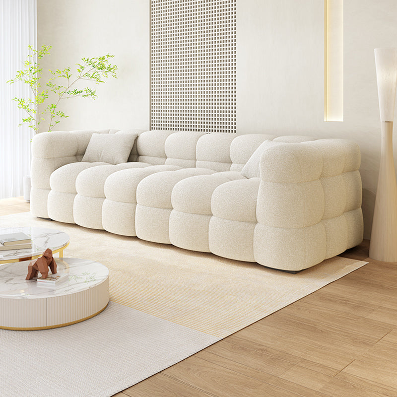 Nordic Biscuit Back Wool Sofa Tuxedo Arm 41.3"d Sofa in Cream