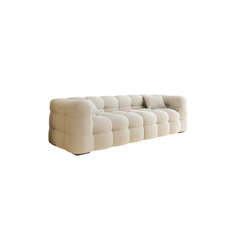 Nordic Biscuit Back Wool Sofa Tuxedo Arm 41.3"d Sofa in Cream