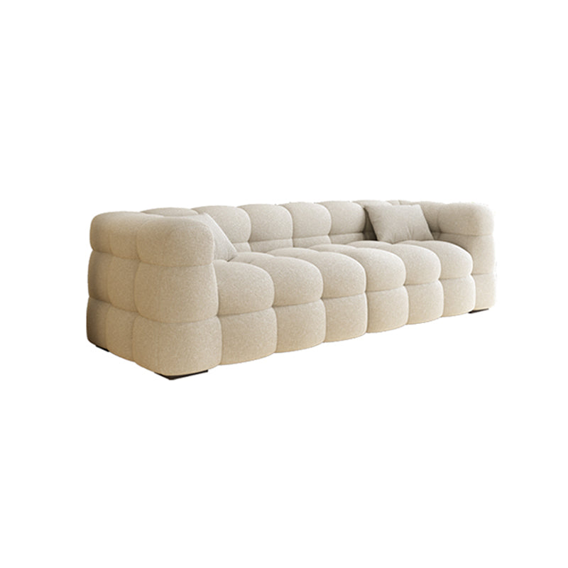 Nordic Biscuit Back Wool Sofa Tuxedo Arm 41.3"d Sofa in Cream