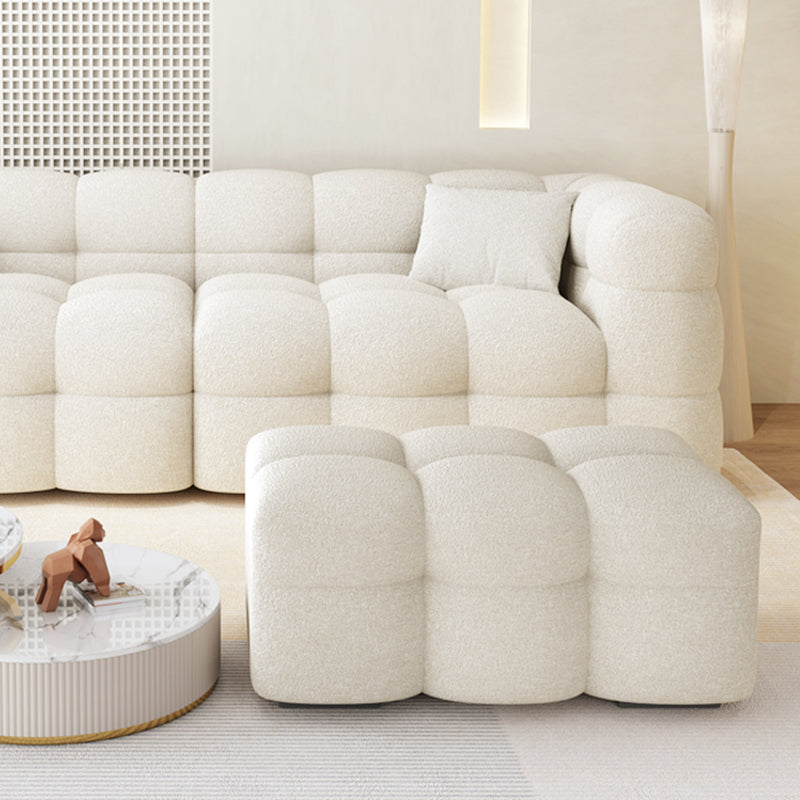 Nordic Biscuit Back Wool Sofa Tuxedo Arm 41.3"d Sofa in Cream