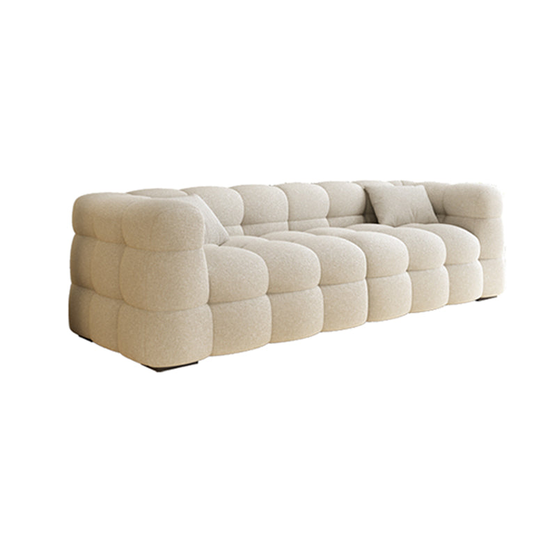 Nordic Biscuit Back Wool Sofa Tuxedo Arm 41.3"d Sofa in Cream