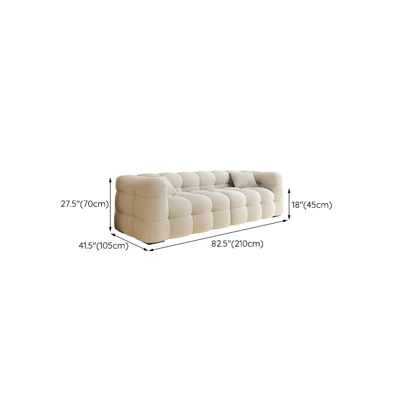 Nordic Biscuit Back Wool Sofa Tuxedo Arm 41.3"d Sofa in Cream