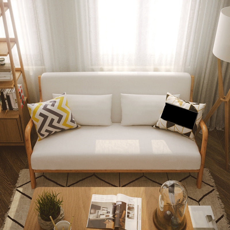 Nordic Solid Wood Sofa 3-Seater Square Arm Sofa with Single Cushion Seat