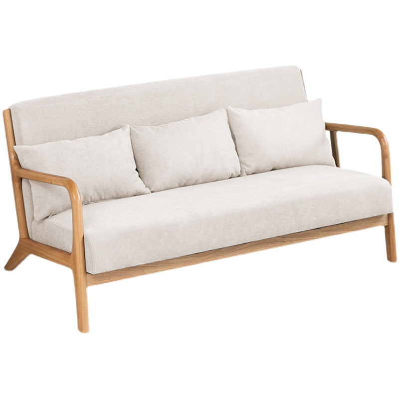 Nordic Solid Wood Sofa 3-Seater Square Arm Sofa with Single Cushion Seat