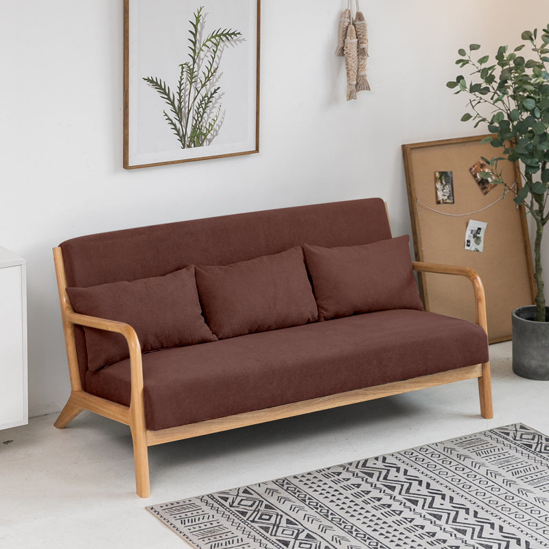 Nordic Solid Wood Sofa 3-Seater Square Arm Sofa with Single Cushion Seat
