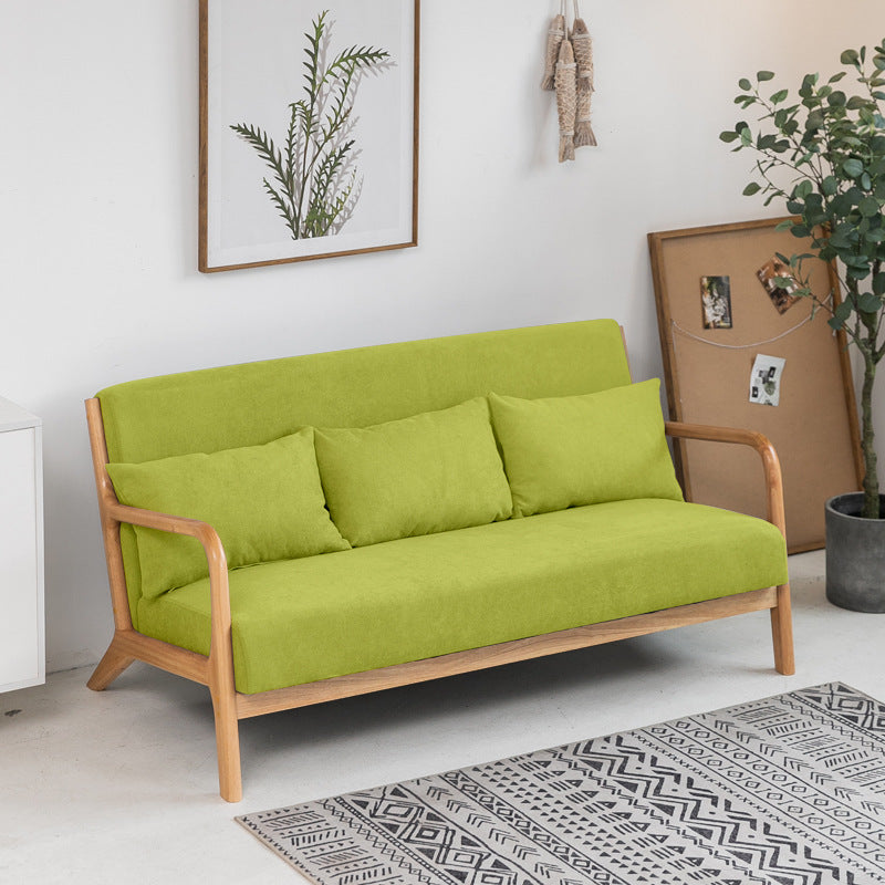 Nordic Solid Wood Sofa 3-Seater Square Arm Sofa with Single Cushion Seat
