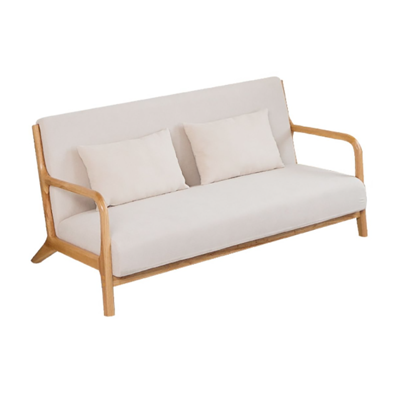 Nordic Solid Wood Sofa 3-Seater Square Arm Sofa with Single Cushion Seat